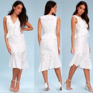 Finders keepers Kindred White Asymmetric midi dress medium